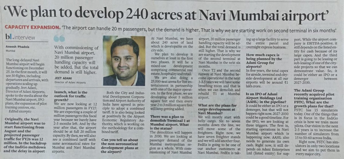 Triiishakti's tweet image. Airports need people as much as concrete. #JeetAdani’s ecosystem thinking shows up in Adani Defence’s ₹820-crore acquisition of FSTC, expanding pilot training just as Indian fleets scale rapidly.
 #AviationSkills #PilotTraining