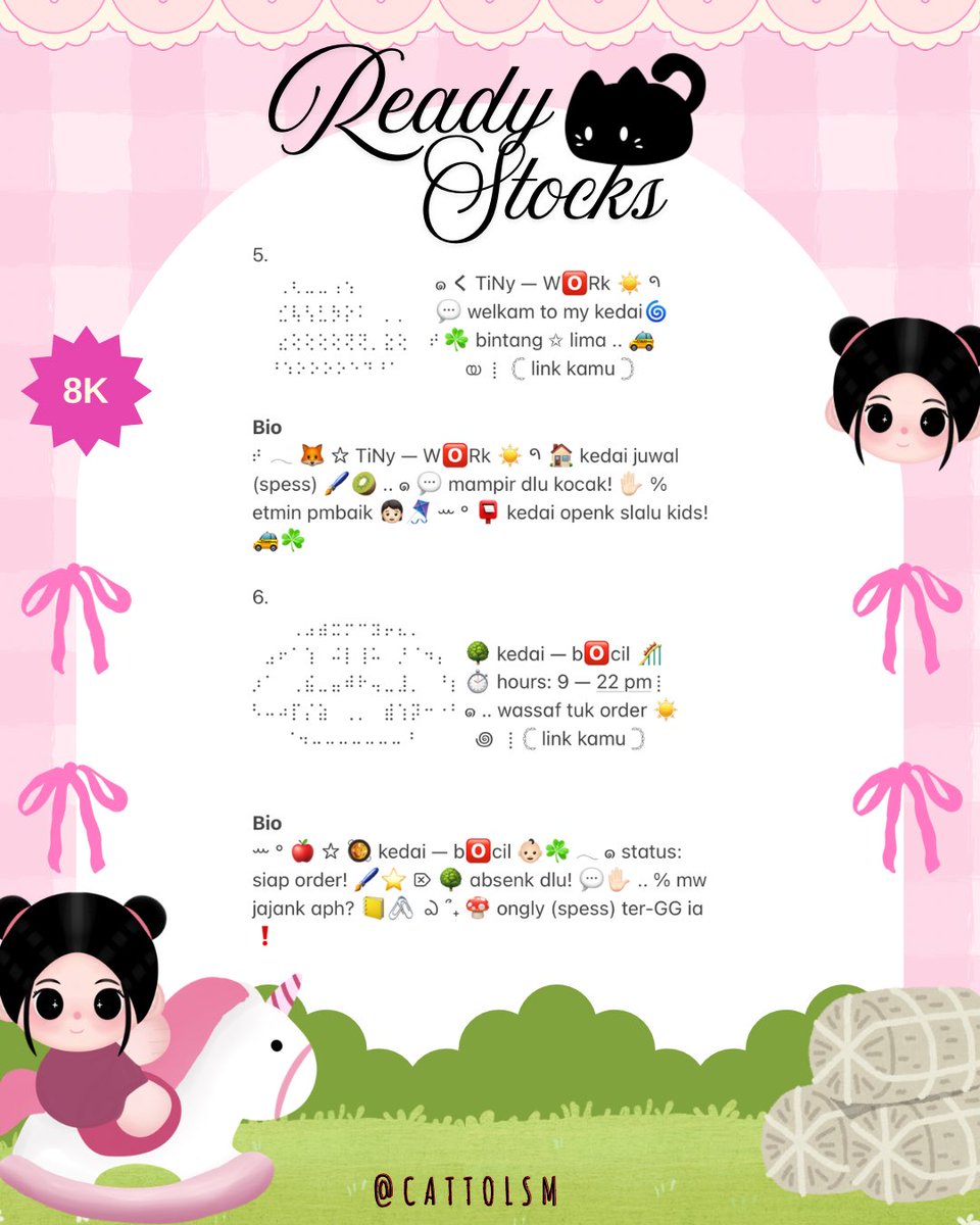 CATTOlSM's tweet image. ⣠ ︵  ♥︎  help repost?  tysm &amp;lt;3 ⭐️🎀  𓂅

◠  ⢸⠀ ada 6 bundle  wording  bio &amp;amp; pinned rs coming. . 🎶🍏  𓂃 . εїз   hanya  8K saja .ᐟ.ᐟ  &amp;gt;___%   💬👧🏻   ▷  mari  ketuk  DM  sekarang yaa. . ✋🏻 ₊˚𓂂

☆ —— alt for details! . . 🐈💧
# zonauang  %  # zonajajan  %  # zonaba