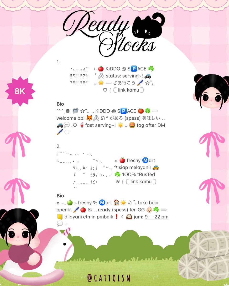 CATTOlSM's tweet image. ⣠ ︵  ♥︎  help repost?  tysm &amp;lt;3 ⭐️🎀  𓂅

◠  ⢸⠀ ada 6 bundle  wording  bio &amp;amp; pinned rs coming. . 🎶🍏  𓂃 . εїз   hanya  8K saja .ᐟ.ᐟ  &amp;gt;___%   💬👧🏻   ▷  mari  ketuk  DM  sekarang yaa. . ✋🏻 ₊˚𓂂

☆ —— alt for details! . . 🐈💧
# zonauang  %  # zonajajan  %  # zonaba