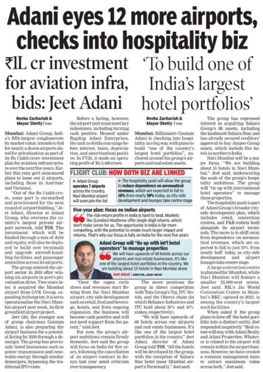CircleofSanatan's tweet image. #JeetAdani has shelved overseas airport ambitions to focus on India. With traffic expected to rise from ~90M to ~150M passengers across Adani airports in 3–5 years, domestic execution matters more than global trophies.
 #IndiaFirst #InfrastructureFocus