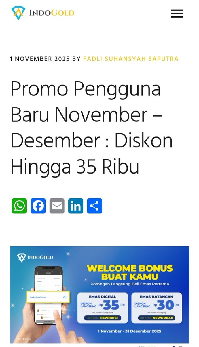 abe_id3's tweet photo. Diskon 35 ribu untuk pengguna baru Indogold
Cara kerja:
— Daftar menggunakan kode reff: ebi280692709
— minimal pembelian 60.000
— kode voucher NEWNDIGI https://t.co/0KIKTHqenm