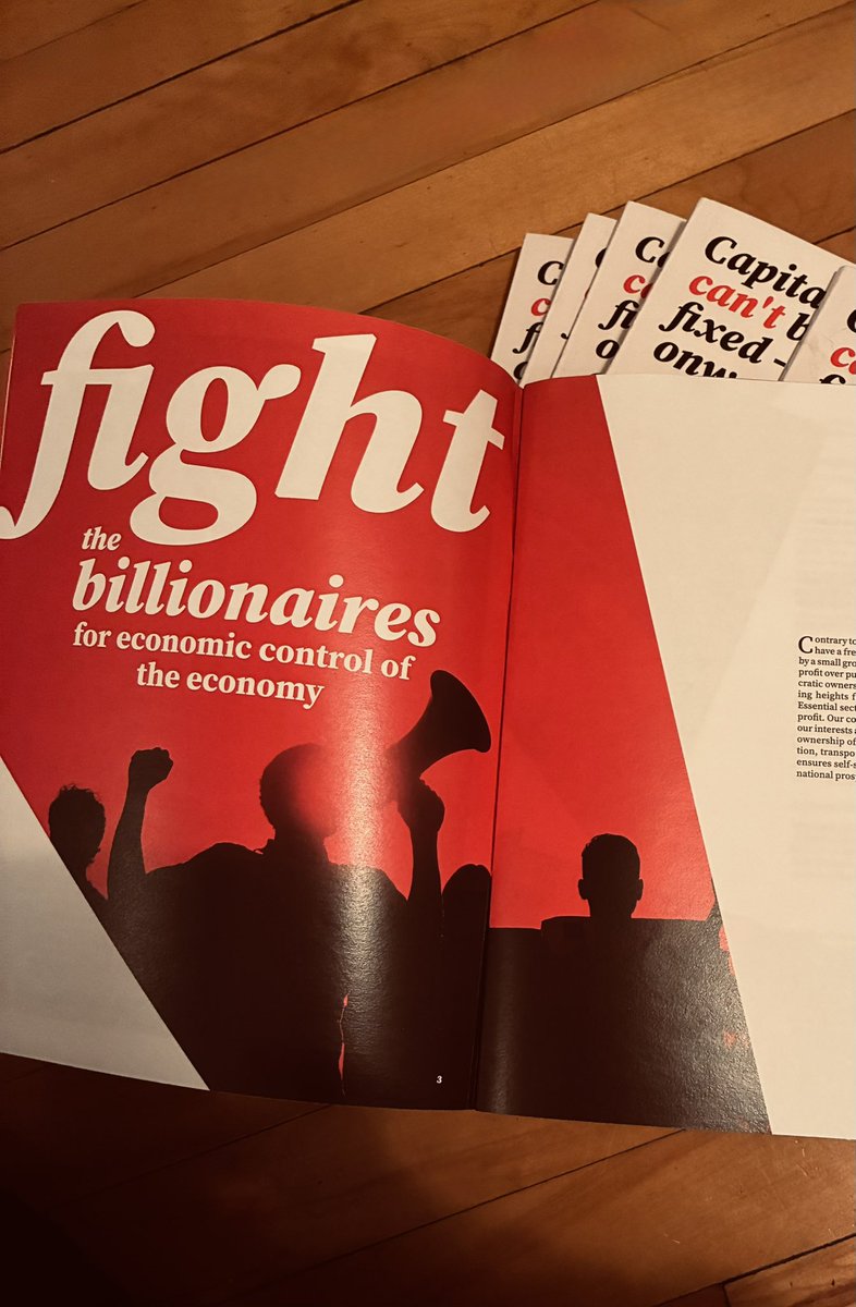 YvesforNDP's tweet photo. Our full bilingual policy platform is now in print, bound into this beautiful booklet: Capitalism Can’t Be Fixed – Onward to a Socialist Future! 🖤

Read our bold, concrete proposals. Get your copy at any stop on our January tour or read the platform here: https://t.co/E2JtteKErJ https://t.co/pGrSgF7Wpy