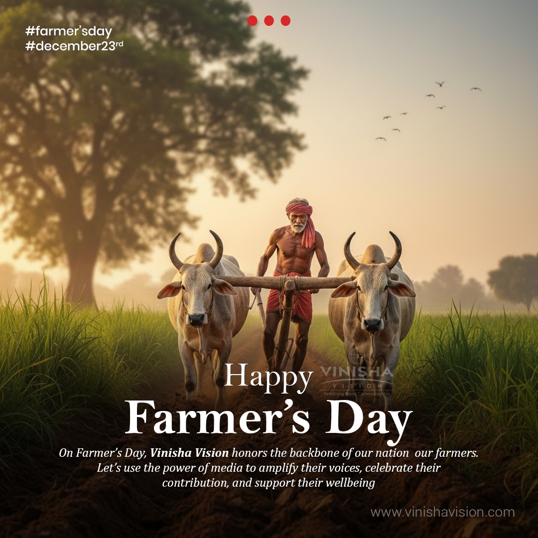 Saluting the hands that feed the nation 🌾🙏
This Farmer’s Day, Vinisha Vision honors the backbone of our country.

#FarmersDay #VinishaVision #SaluteToFarmers #HeartOfIndia #Gratitude #GrowWithFarmers