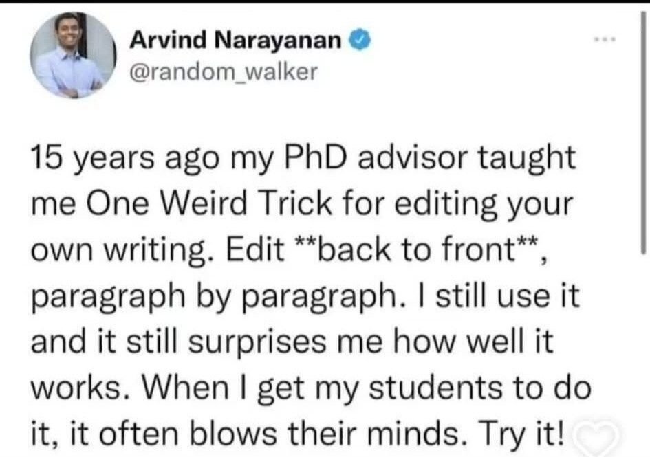 Read your conclusion first. Then your introduction.
If they don't match, one of them is wrong.
Here's how to do it ⤵️

Step 1: Write a rough conclusion based on your findings
Step 2: Read it back to yourself out loud
Step 3: Draft your intro to match what you actually discovered