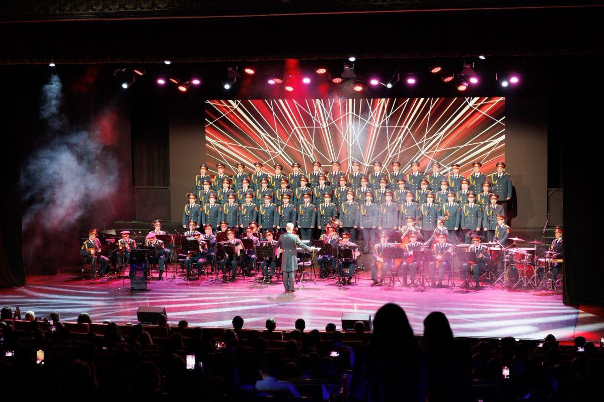 RuConsDubai's tweet photo. The legendary Alexandrov Academic Song and Dance Ensemble of the Russian Army performed at the Zabeel Theatre in Dubai on 16 December. This historic concert marked the Ensemble’s first-ever performance in the UAE and was warmly received by a full audience. https://t.co/f5haKxjkYu