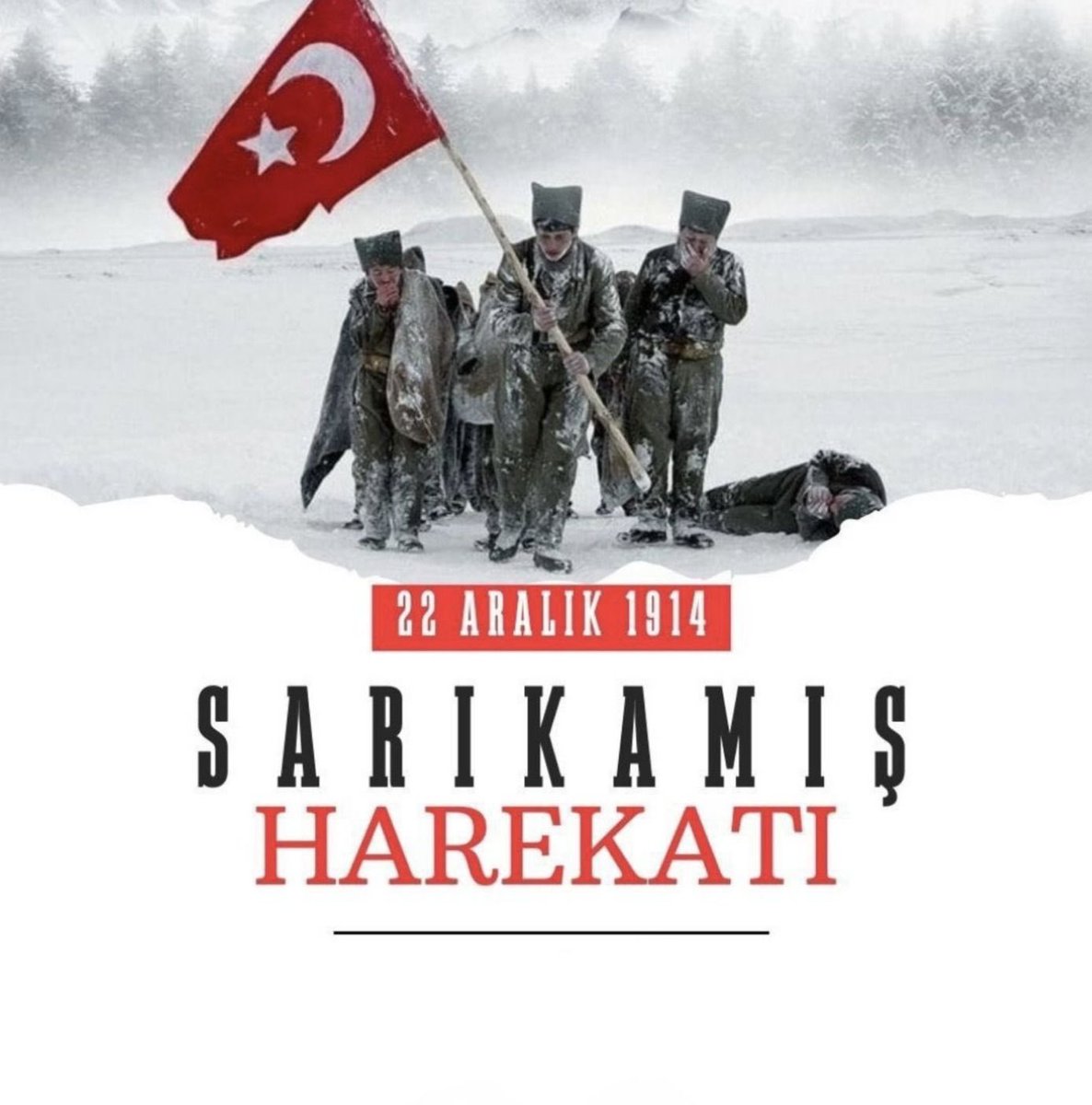 Sarıkamış’ta, 22 Aralık 1914’te vatan toprağı uğruna canlarını feda eden kahraman Mehmetçiklerimizi rahmetle anıyorum.
O destan; yoklukta direnişin, inançta birleşmenin ve millet olma iradesinin adıdır.
Aziz hatıraları önünde saygıyla eğiliyor, ruhları şad olsun diyorum.