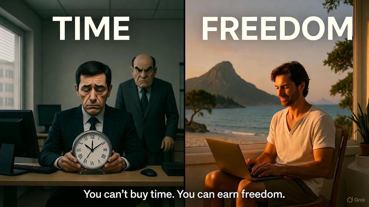 iqas7675's tweet image. Most people sell their time.
Very few buy their freedom.

Time runs out.
Freedom compounds.

The real flex isn’t money.
It’s control over your time.

What are you chasing? ⏳🕊️
#Freedom #TimeFreedom #Hustle #EntrepreneurLife #Mindset #OnlineBusiness #Success