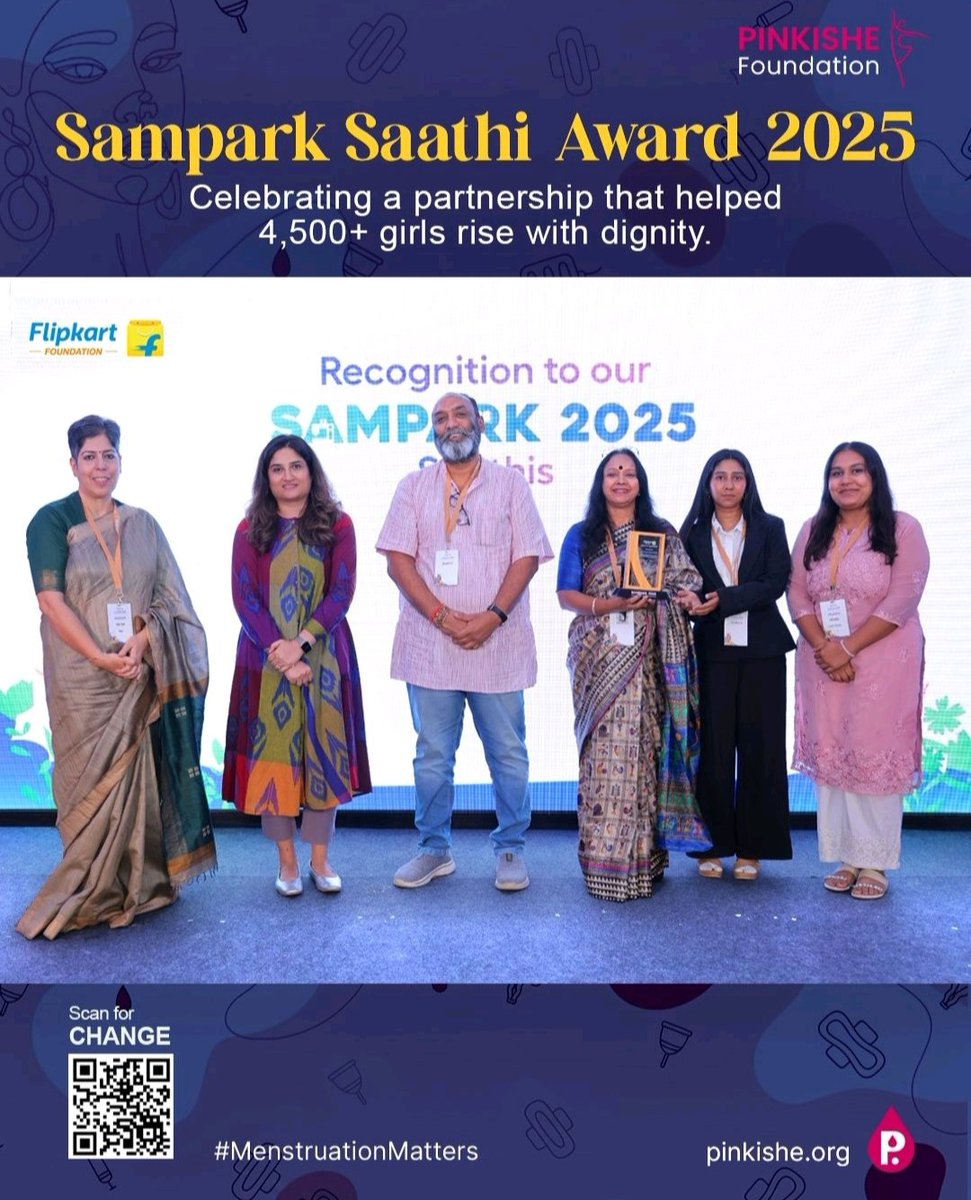 PinkisheChair's tweet photo. Grateful to receive the Sampark Saathi Award 2025 from Flipkart Foundation for Project Udaan.
More than outcomes, it helped shape how we approach menstrual health work, partnerships, and on-ground execution.

#MenstrualHealth #ProjectUdaan #PinkisheFoundation #FlipkartFoundation https://t.co/9gT22t8c93
