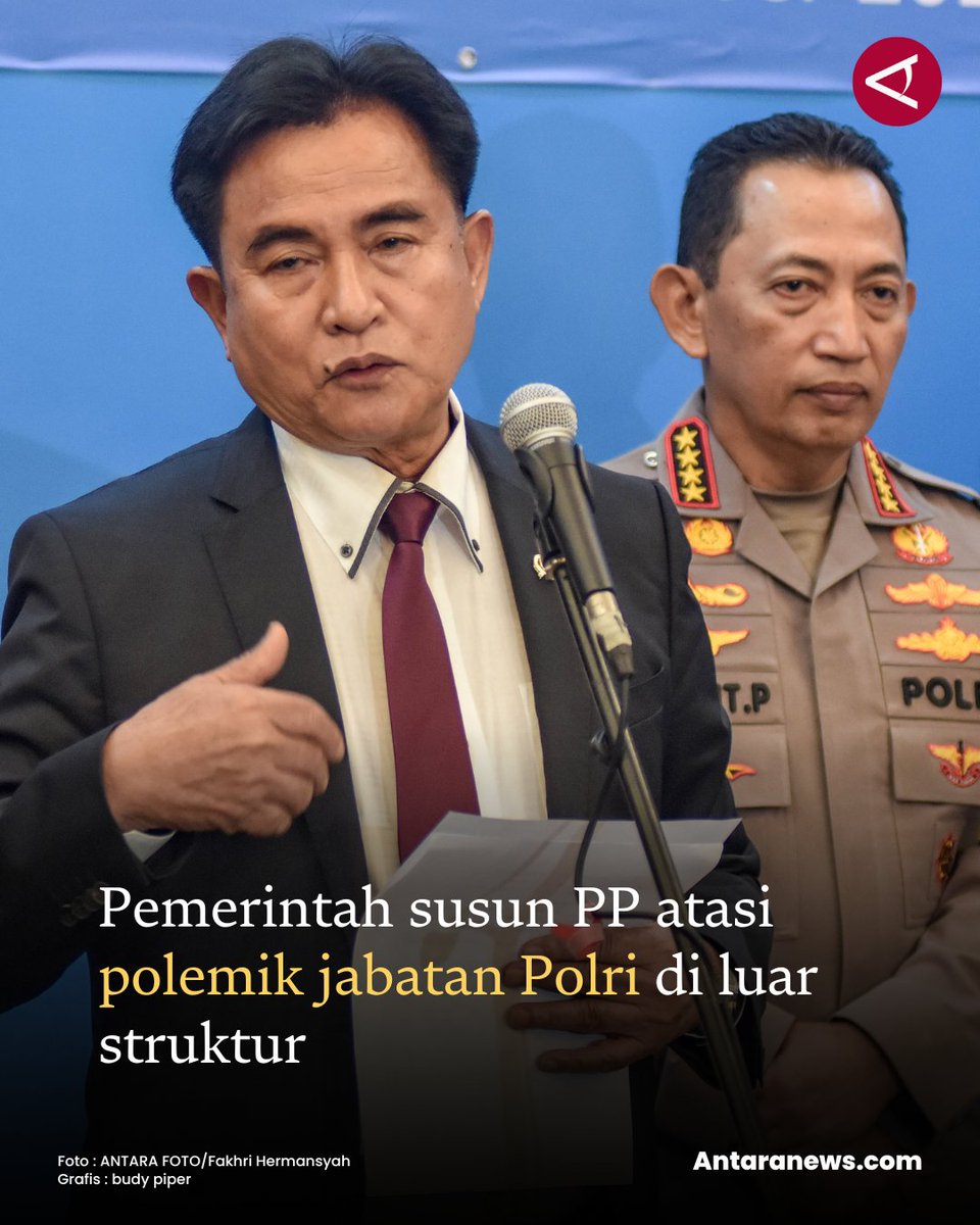 antaranews's tweet photo. "Penyusunan PP jelas akan lebih cepat dibanding menyusun UU. Karena itu, Presiden memilih pengaturan melalui PP," kata Yusril
#polri #reformasipolri #yusril #polemikjabatan
Baca selengkapnya
https://t.co/mvMaWYQOXe https://t.co/8Ep9tEtgbR