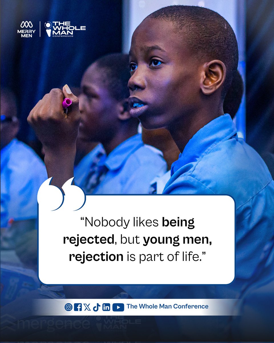 Nobody prepares men for rejection; yet, it's one of life's greatest teachers.

Rejection doesn't reduce you.
It refines, rebuilds and redirects you.

Dear Man, don't quit because of rejection; grow through it.

Happy New Week, Man! 🎉

#TWMCon2025 #Emergence