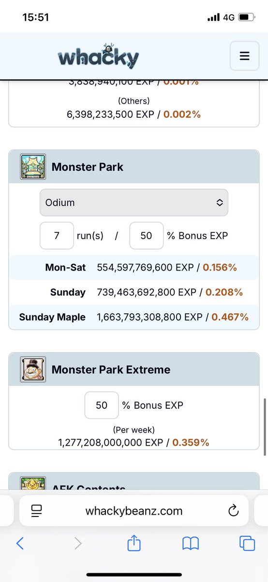 Ale_XiR's tweet photo. https://t.co/sJbzQpM6ZE
最強経験値計算サイトに視覚的にわかりやすいコンテンツごとの経験値%があり、トレジャーボックスやオデモンパなどが追加されてたので共有
※入力値は私のメインの292で入れてます https://t.co/RRro5HfuE3