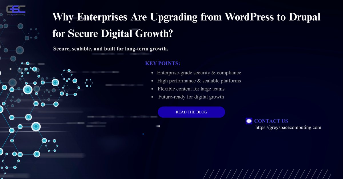SEO_Expert_Andy's tweet image. Why Enterprises Are Upgrading from WordPress to Drupal for Secure Digital Growth?
greyspacecomputing.com/why-enterprise…

#DrupalWebDevelopment #DrupalWebDevelopmentServices #DrupalEcommerceWebDevelopment #CustomWordPressDevelopment #WordPressWebsiteDevelopment #WordPressDevelopment