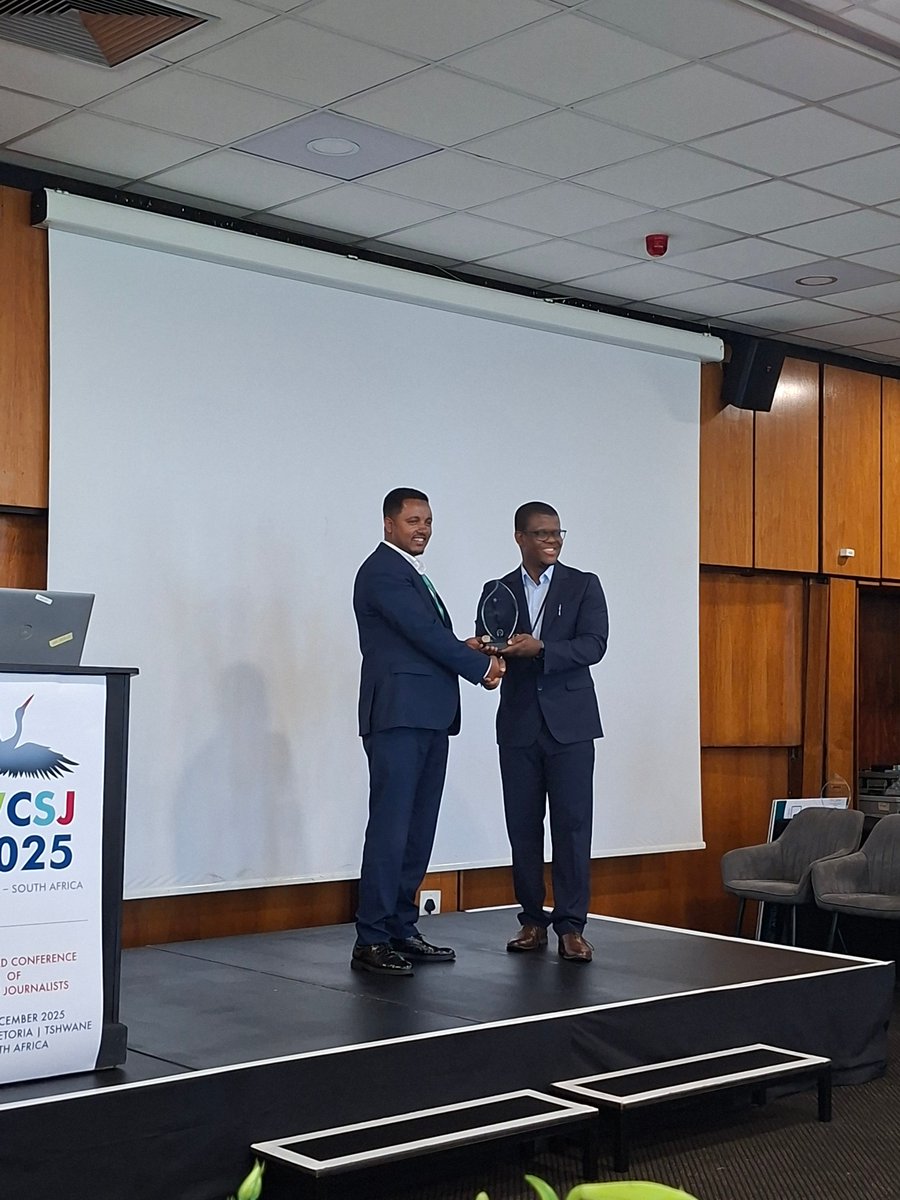 Our Ethiopian co-production program grantee, Demise Tareke won an award at the 2025 African Science Journalism Awards, held during the World Conference of Science Journalists in Pretoria.

This award celebrates his excellence in African science storytelling.

#WCSJ2025