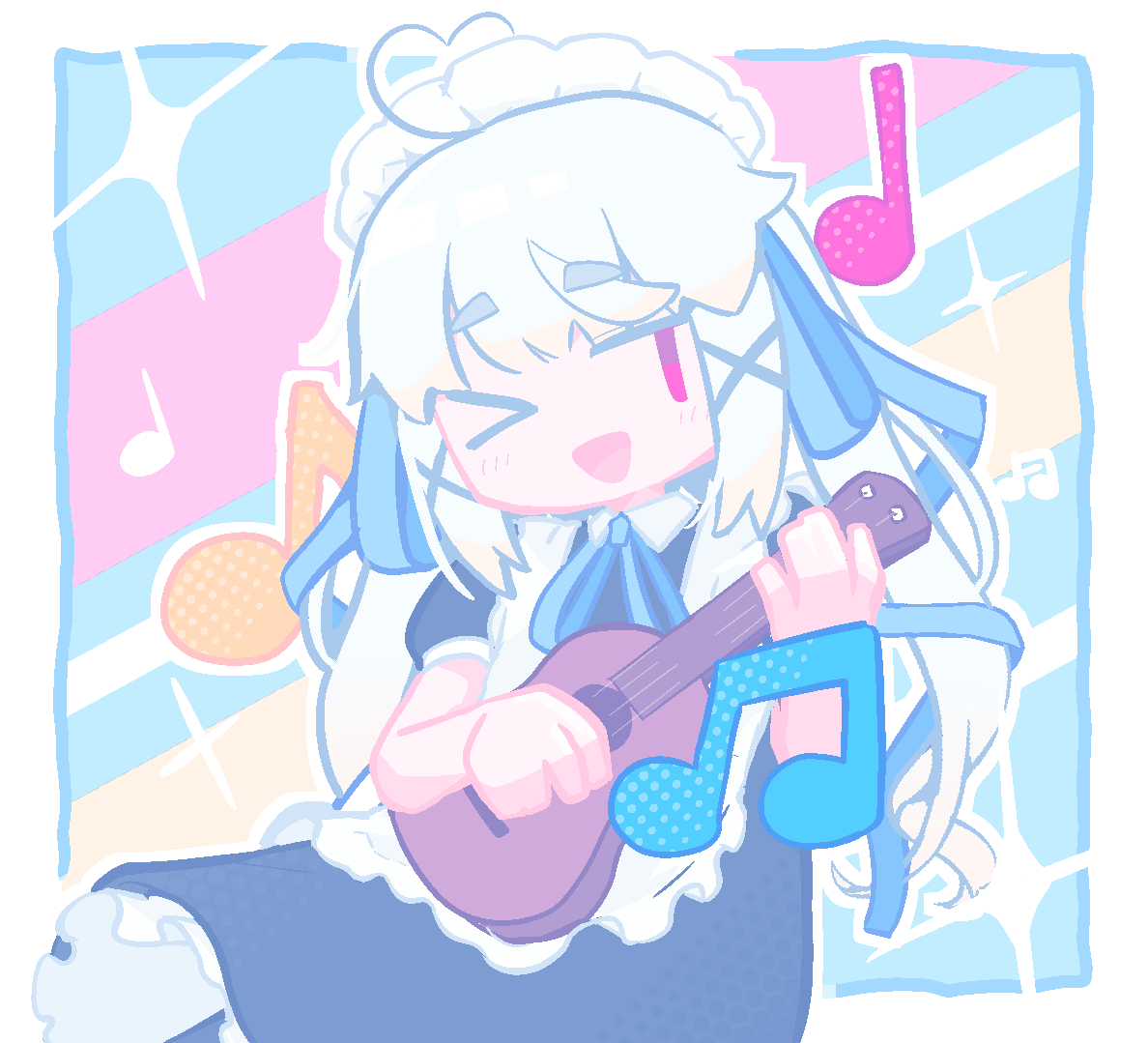 穏やかなお昼にちょうど良いウクレレ #すみ絵姿