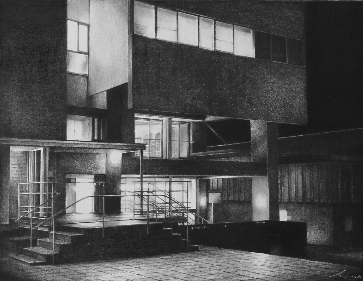 Night Bees」 黒鉛、紙、パネル 318×410㎜／6F