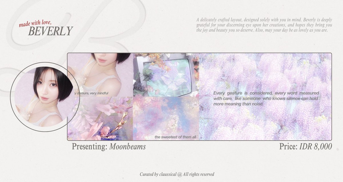 LustreMuse's tweet image. Please help repost? Thank you loves! 💗 

Soft as moonlight, pretty as a dream—Asa and Ruka of BABYMONSTER gracing ready stock layout Moonbeams. Kindly message me if you fancy them. #zonauang
