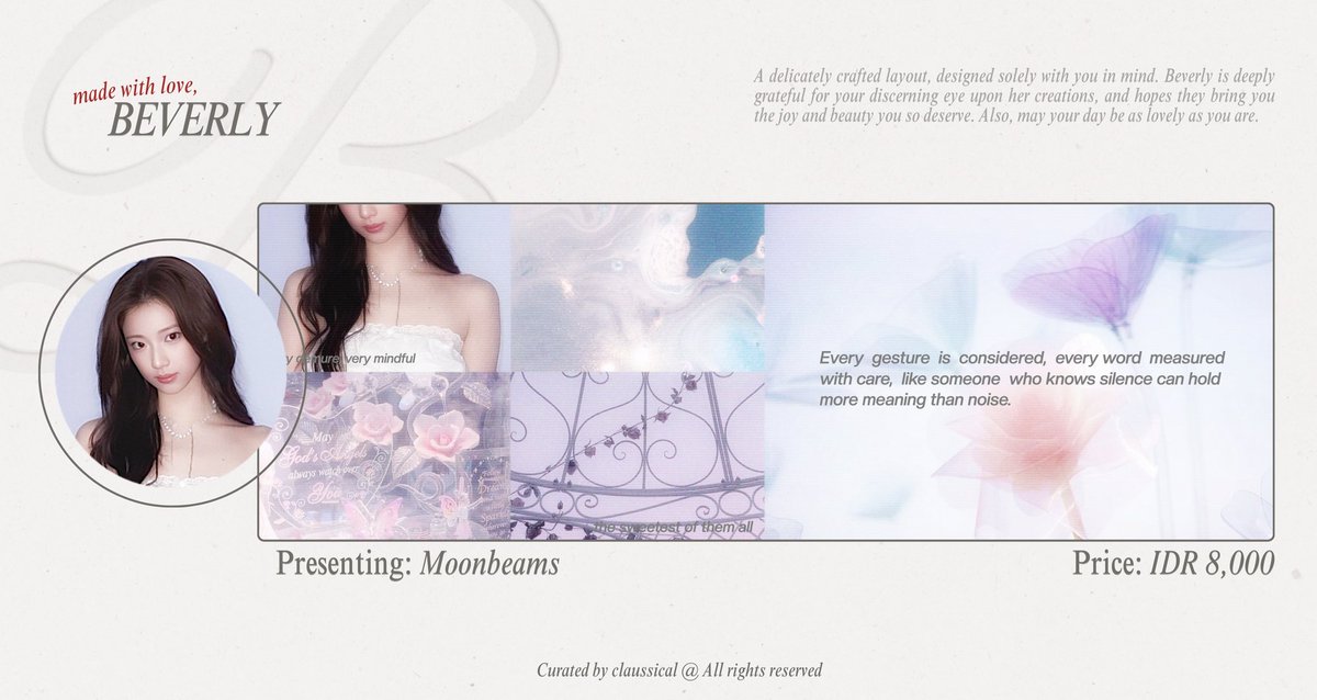 LustreMuse's tweet image. Please help repost? Thank you loves! 💗 

Soft as moonlight, pretty as a dream—Asa and Ruka of BABYMONSTER gracing ready stock layout Moonbeams. Kindly message me if you fancy them. #zonauang