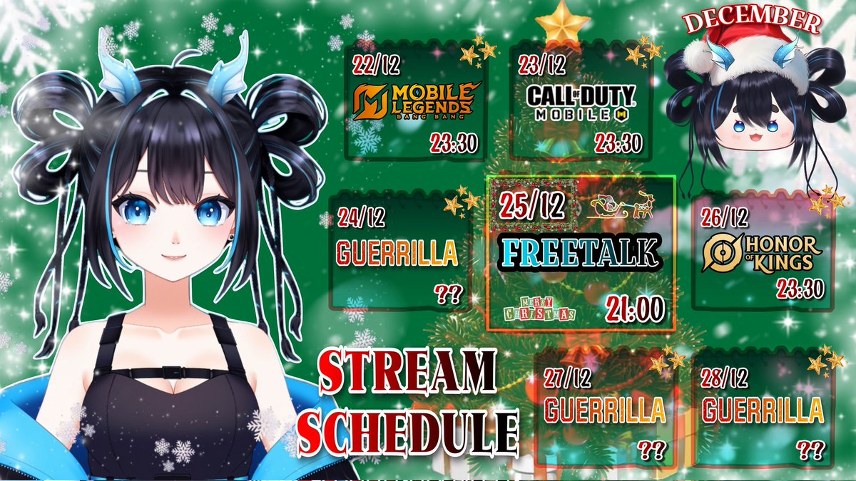 bikayda_'s tweet photo. STREAM SCHEDULE 
22-28 December 
Mari Kita sampaikan suka cinta Natal untuk yg merayakannya
^^
.
.
YT : https://t.co/thjBuv7kdH
IG : https://t.co/T99ZTUPnh1 https://t.co/Lk1GWpR8yC