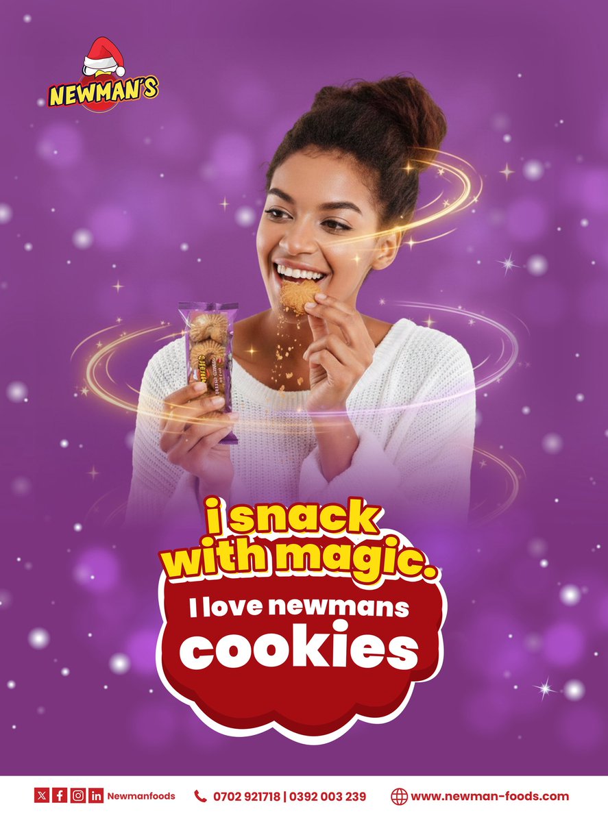 New week. Christmas mood. Pure magic ✨🎄
Snack on Newman’s cookies in all four flavours and let every bite set the vibe.

Start the week sweet. Snack the festive way. 🍪
#NewmansCookies #NewWeekVibes #ChristmasSnacking #FourFlavours <a href="/MaamaKampala21/">Maama Kampala</a>