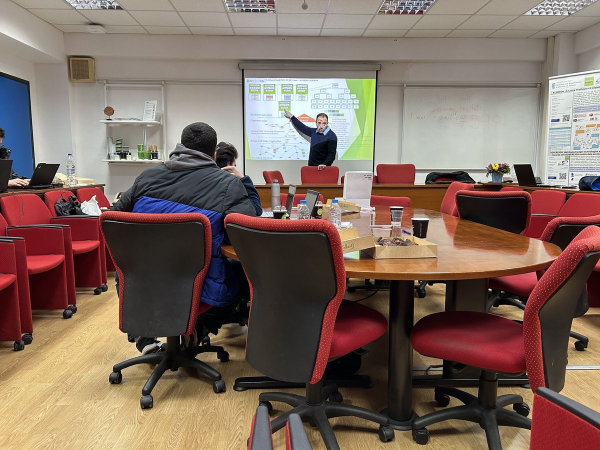 SOVEREIGN_MCSA's tweet photo. The @SOVEREIGN_MSCA project coorganized the @elixirion_mc Technical Schools 5 and 6 focused onareas such as Blockchain Consensus Protocols, Interoperability, Use cases, zk-SNARKs and zk-STARKs, providing hands-on experiencesto university students using REMIX, Ganache and VS Code https://t.co/pxgjT2TLar