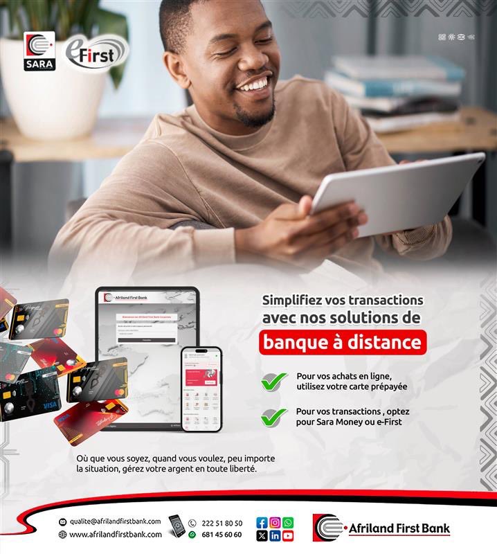 Afriland_CMR's tweet image. Où que vous soyez, quand vous voulez, peu importe la situation, gérez votre argent en toute liberté.

#AfrilandFirstBankCameroun #banqueàdistance #solutionsdigitales #SaraMoney #efirst #cartebancaire