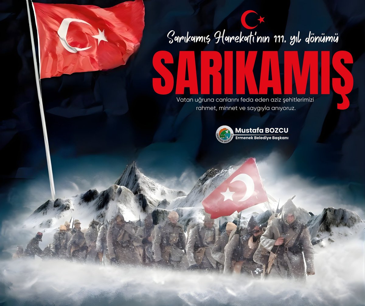22 Aralık 1914’te Sarıkamış Harekâtı’na katılan, ağır kış şartları altında vatan görevini yerine getirirken şehit olan askerlerimizi rahmet, minnet ve saygıyla anıyoruz.🇹🇷