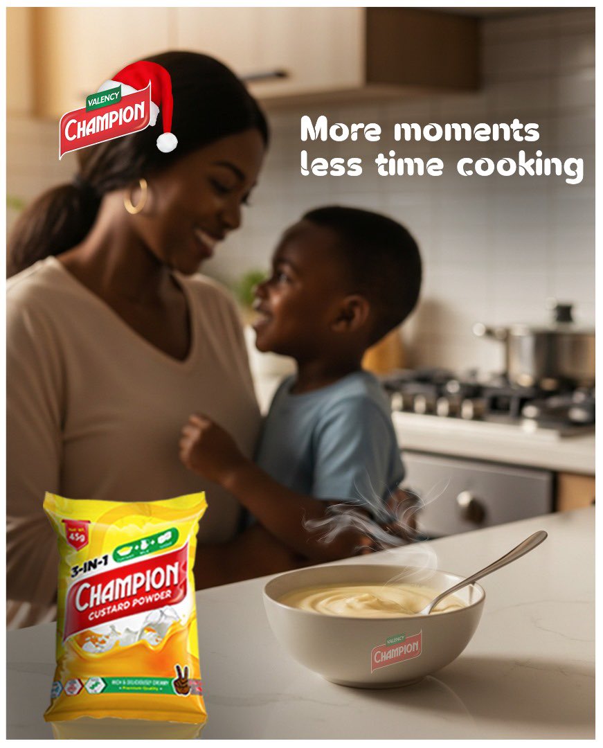 ChampionCustard's tweet photo. More smiles, more bonding, less time in the kitchen 💛
With Champion Custard, family moments come first—quick to make, smooth to enjoy, and loved by everyone.
#ChampionCustard
#MoreMomentsLessCooking
#FamilyMoments
#QuickAndEasy
#MadeWithLove
#EverydayGoodness
#CustardTime https://t.co/qe54xAc7Cx
