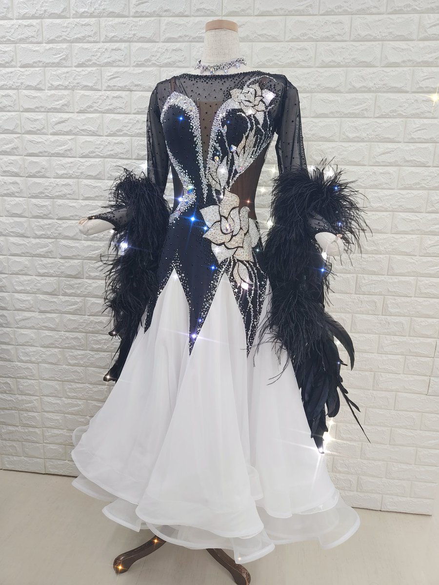 社交ダンス スタンダードドレス 白樺ドレス デモンストレーション 競技会 社交ダンス ドレス スタンダード 競技会 デモンストレーション 社交