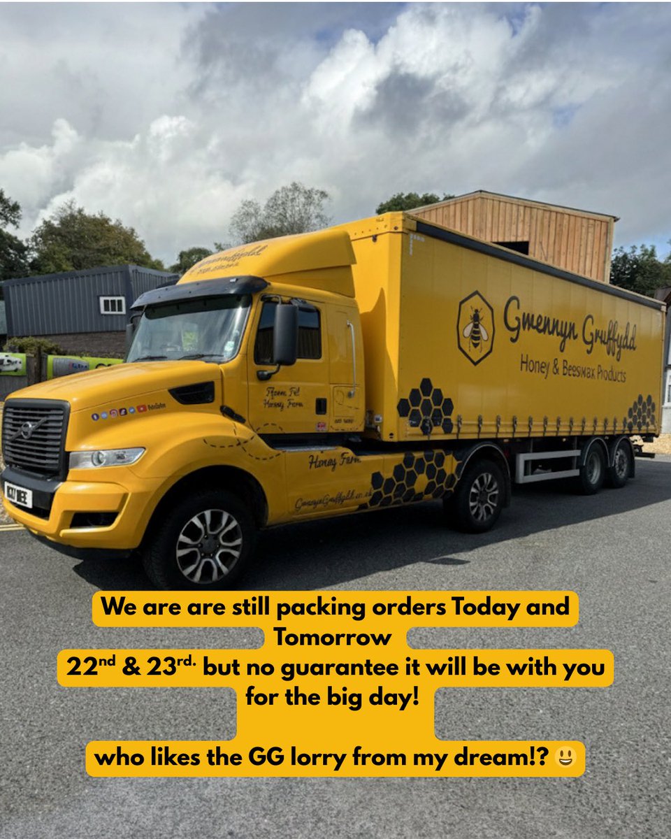 GwenynGruffydd's tweet image. We are still packing orders today and tomorrow! No guarantee that it will be with you for the big day though! It may, it may not. It will entirely be down to the couriers! 🚚
.
Unfortunately we don’t deliver in this truck!! 😅.
#bullnose #beekeeping #beekeeper