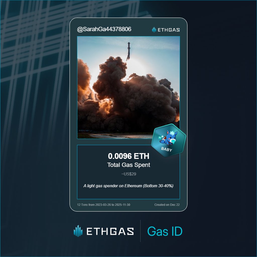Discovered my Gas ID via ETHGas - turning my gas spend into rewards 🫘

As a Baby Jack, I've spent 0.0096 ETH on gas but earned 2 Beans back.

Get your Gas ID and Beans here: ethgas.com/community/gas-…