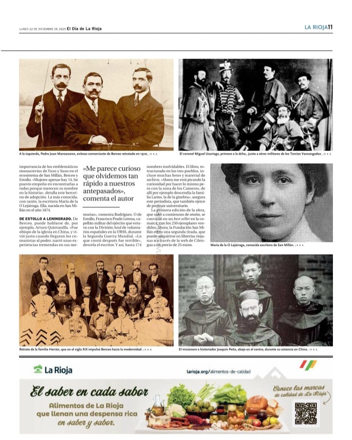 Gracias a <a href="/ElDiaLaRioja/">El Día de La Rioja</a> por el reportaje hoy sobre mi libro "Retratos del Valle de San Millán", editado por la <a href="/fsanmillan/">Fundación San Millán de la Cogolla</a>.

Disponible en: eldiadelarioja.es/noticia/z41227…