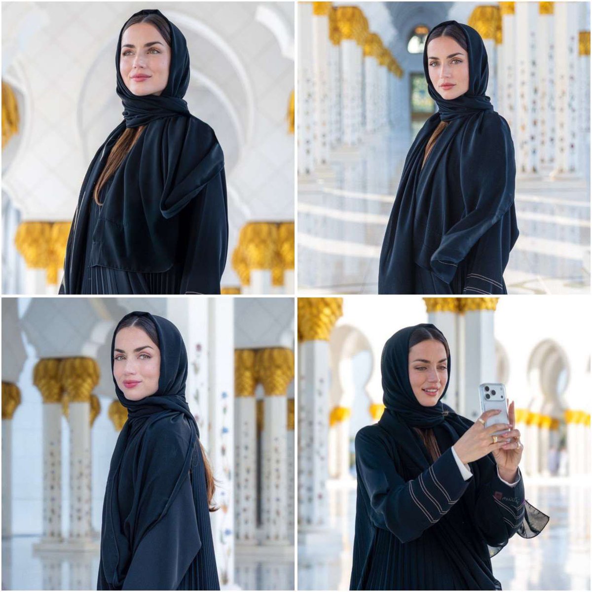 آنا‌‌ د‌ آرماس هم مسلمون شد و با حجاب شد :)
اونوقت اینجا یارو تو چله زمستون تو خیابون لخت میگرده و فاز مدرن بودن بر میداره...