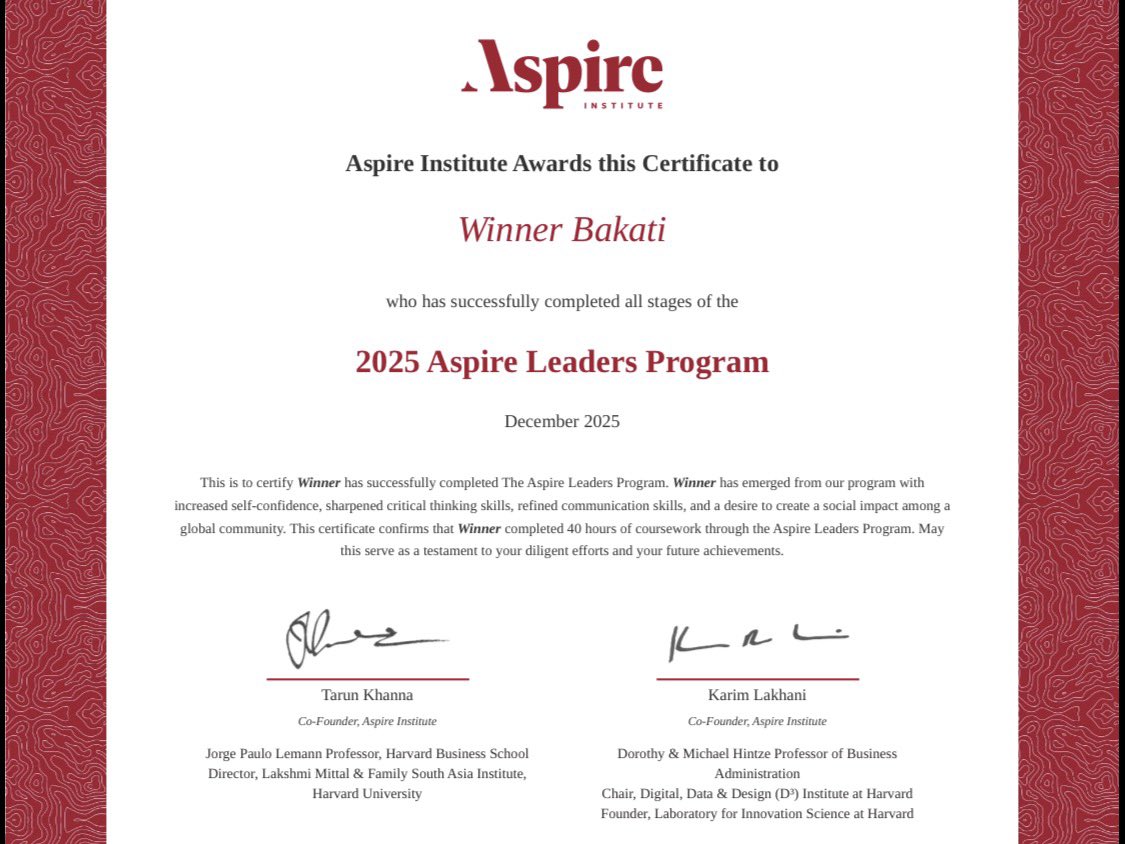 TheWinnerBakati's tweet image. Grateful to have completed the Aspire Leaders Program 
A global leadership experience by the Aspire Institute, evolved from an initiative founded at Harvard University.
Growth, learning, and purpose 
#AspireInspiresFirstGen #LeadershipJourney #HarvardUniversity
