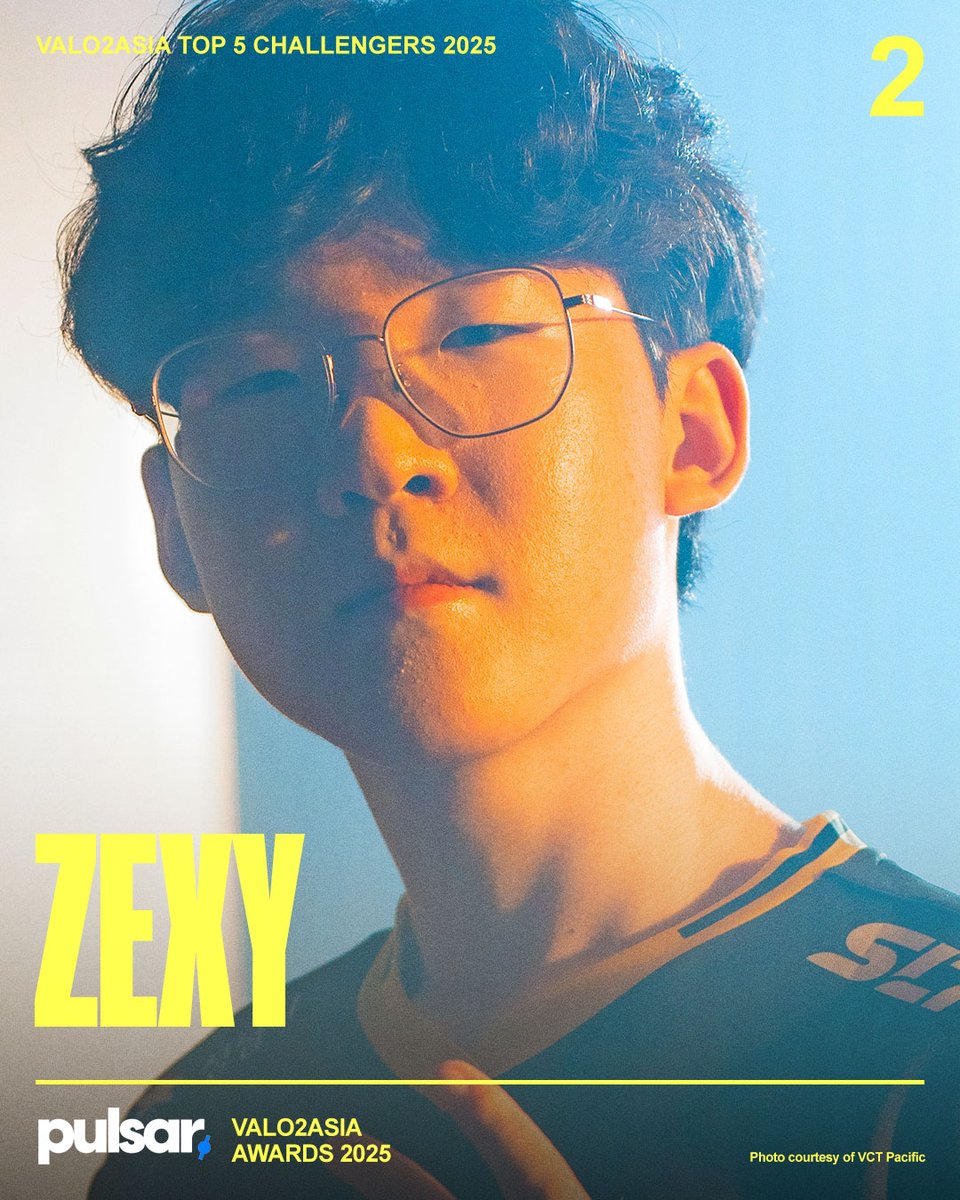 🏆 #2 Pacific Challenger of 2025 🏆
 
🇰🇷 Jang "zexy" Suk-hyun (<a href="/zexyzin/">VARREL zexy🌪️</a>)
Team: SLT Seongnam (now <a href="/VARREL_VALORANT/">VARREL VALORANT</a>)

#TheVALO2ASIAAwards 2025 is brought to you by <a href="/PulsarGears/">Pulsar Gaming Gears</a> 

Learn more at valo2asia(dot)com/awards or click link in the comments