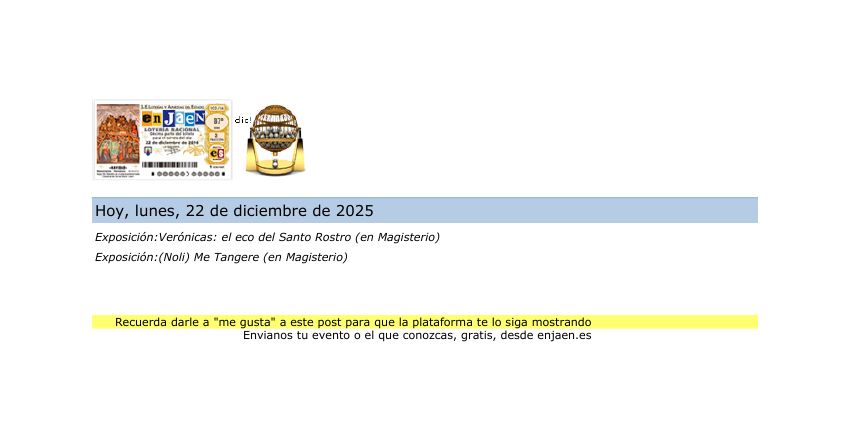 🗓️ Hoy,  22/12/2025, en Jaén Capital....
📍 Más info en enjaen.es
#jaén #enJaen #cultura #eventos