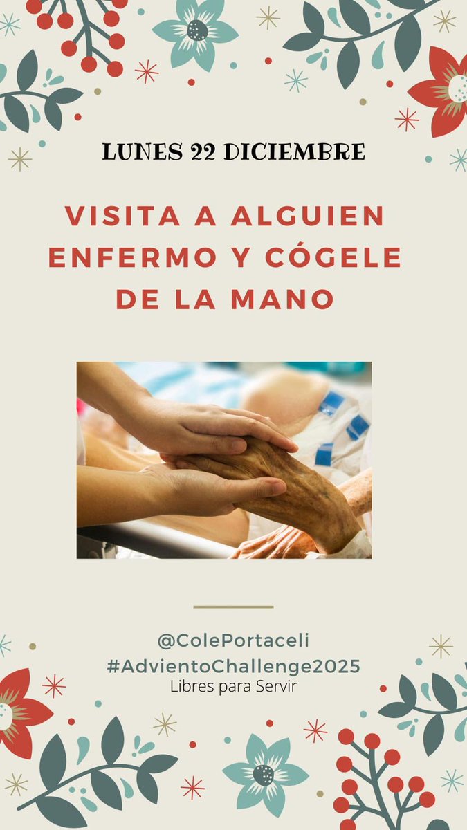 #Portaceli25 Seguimos con el Adviento 2025 ¿Te apuntas?

Cada día una actividad que nos ayude a vivir el Adviento más conscientes y comprometidos.

🕯️#AdvientoChallenge2025 #LibresParaServir