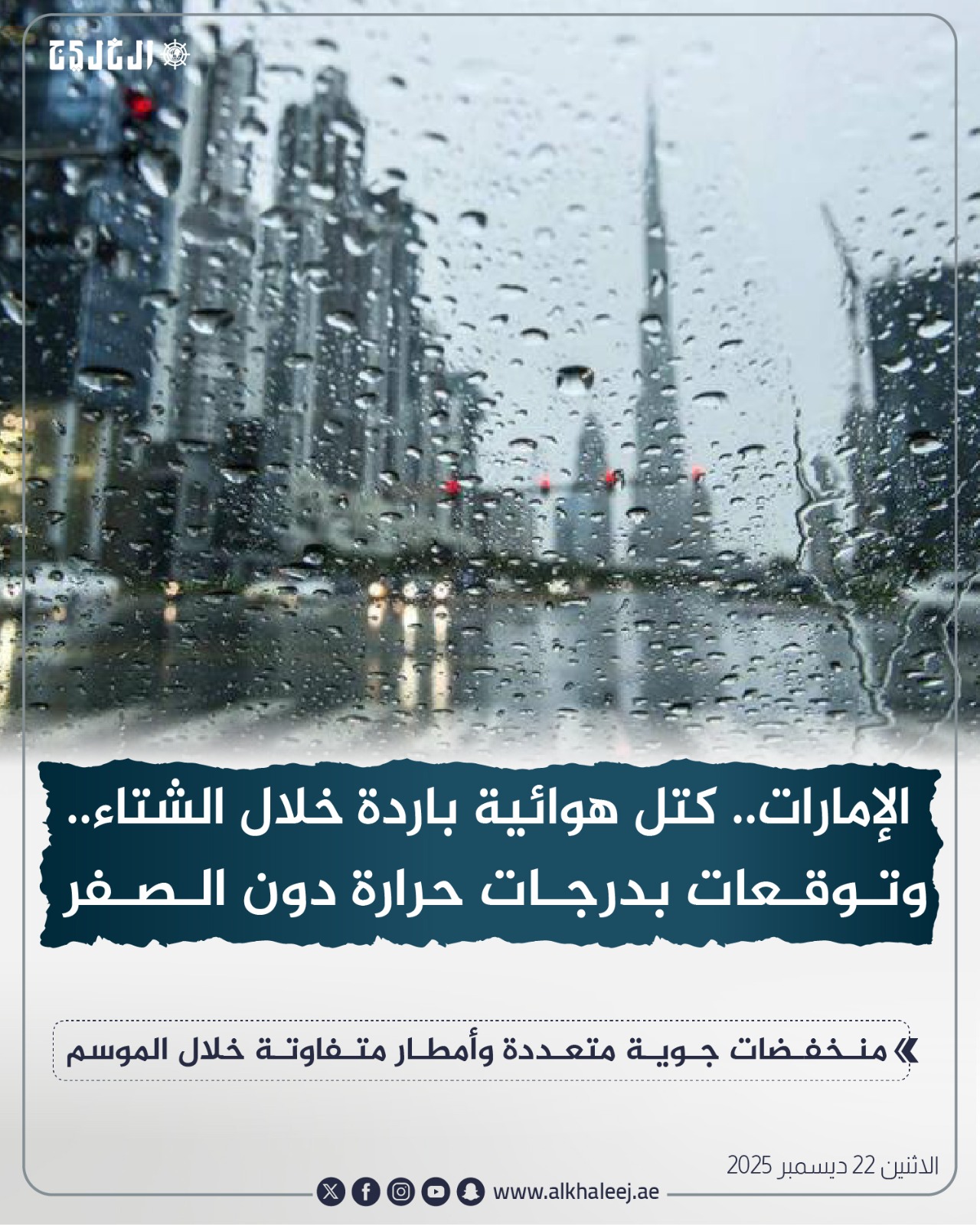 عاجل | الإمارات.. كتل هوائية باردة خلال الشتاء.. وتوقعات بدرجات حرارة دون الصفر #صحيفة_الخليج 