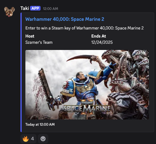 TheGiveawayDog's tweet image. 🎉 New on our platform: Discord giveaway notifications!

Our new bot automatically alerts our server when a giveaway is published. Hosts can cross-promote effortlessly and participants will never miss a new prize!

#Giveaways #DiscordBot #CrossPromo