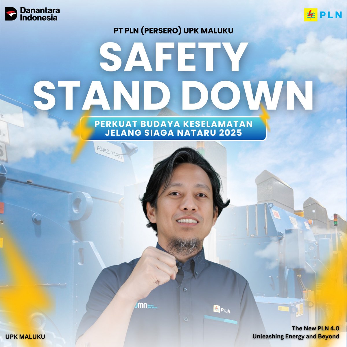 ayusotja's tweet photo. PLN UPK Maluku gelar Inspection Day–Safety Stand Down serentak di seluruh unit pembangkit jelang Siaga Nataru.
Inspeksi silang antar manager perkuat budaya K3 demi listrik andal Maluku &amp; Maluku Utara ⚡
#PLNUPKMaluku #SafetyStandDown #SiagaNataru2025 https://t.co/2WFZXYvAr6