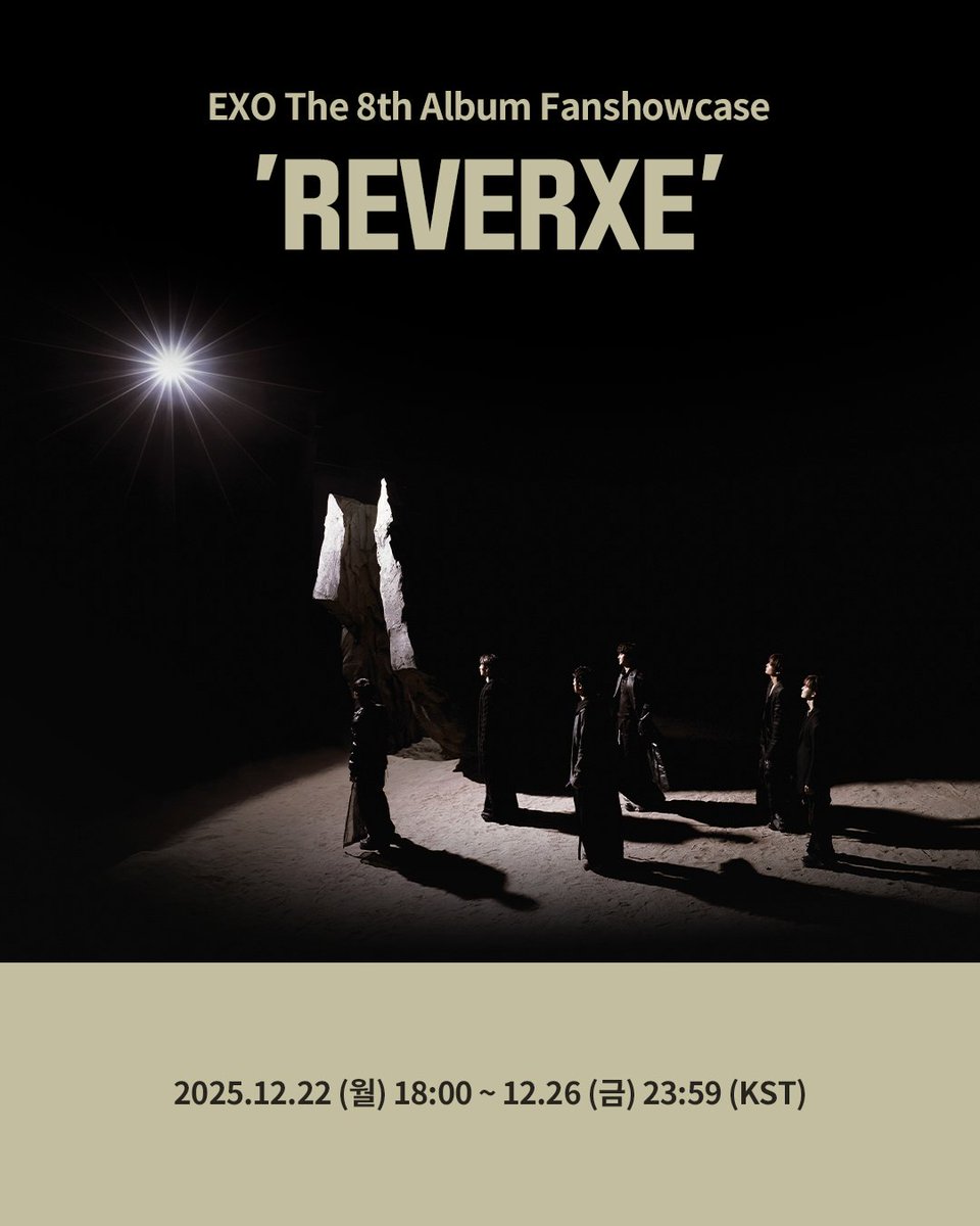 [🎫] #EXO #엑소 
EXO 정규 8집 'REVERXE' (Compact Ver.)
#케타포 EXO The 8th Album Fanshowcase 'REVERXE' 

🖤응모자 전원, 미공개 포토카드 6종 중 랜덤 1종 증정 (판매처별 이미지 상이)
🖤당첨자 전원, 미공개 포토카드 6종 1세트 쇼케이스 현장 증정 (판매처별 이미지 상이)

🗓️2025.12.22
