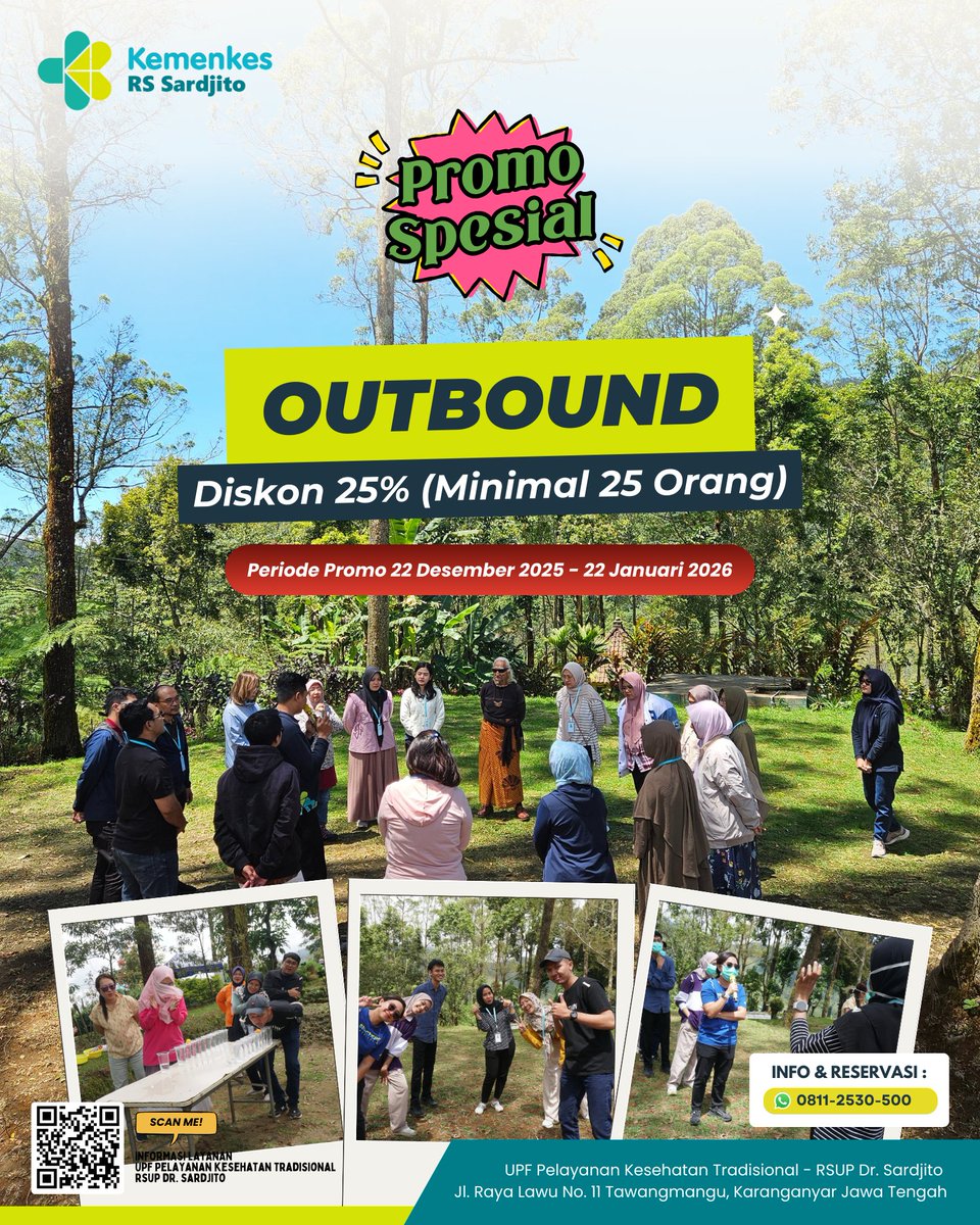 Menyemarakan liburan di Tawangmangu yuk nikmati diskon 25% Paket Outbound di UPF Yankestrad Tawangmangu. 

Jangan sampai terlewat ya karena promo ini hanya sampai tanggal 22 Januari 2026 lho. Yuk Gaskenn!

Info dan reservasi silahkan hubungi 0811-2530-500

#outbound #tawangmangu