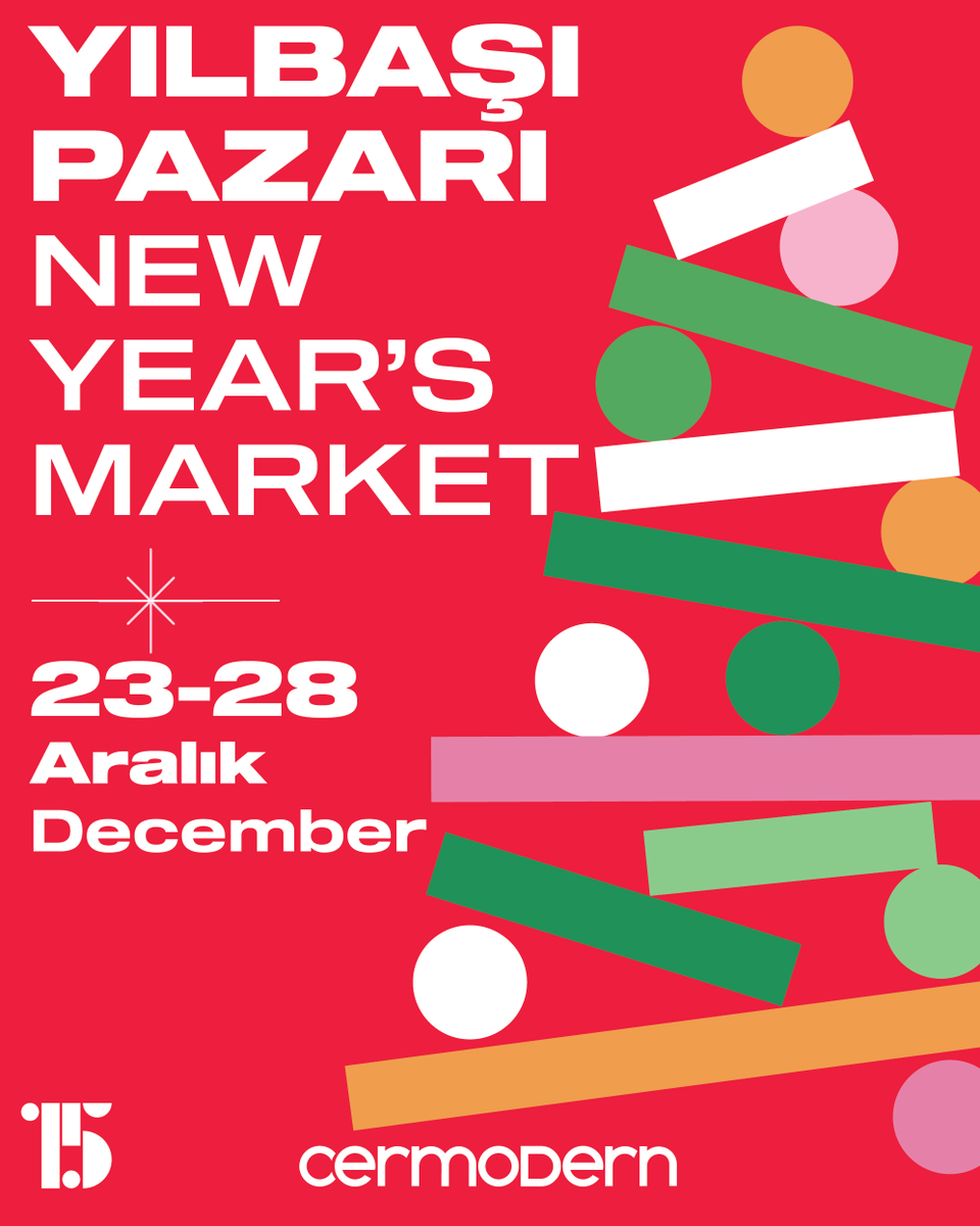 CerModern's tweet photo. CerModern Yılbaşı Pazarı, 23-28 Aralık’ta Cermodern Ana Galeride…
Ankara’nın en çok beklenen yılbaşı buluşmalarından biri olan Yılbaşı Pazarı bu yıl 6 gün boyunca bir tasarım festivali kimliğiyle kapılarını açıyor. 
Salı-Cuma 11.00-20.00
Cumartesi-Pazar 10.00-20.00 https://t.co/X0ZS8wih6Q