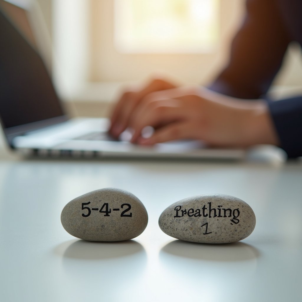 Feeling panicked? Try this for 60‑seconds : 1) 5‑4‑3‑2‑1: name 5 things you can see, 4 you can touch, 3 you can hear, 2 you can smell, 1 you can taste. 2) Belly breaths: inhale for 4, hold 2, exhale 6 while pressing feet to floor. wix.to/3LSFWK2 #Plymouth