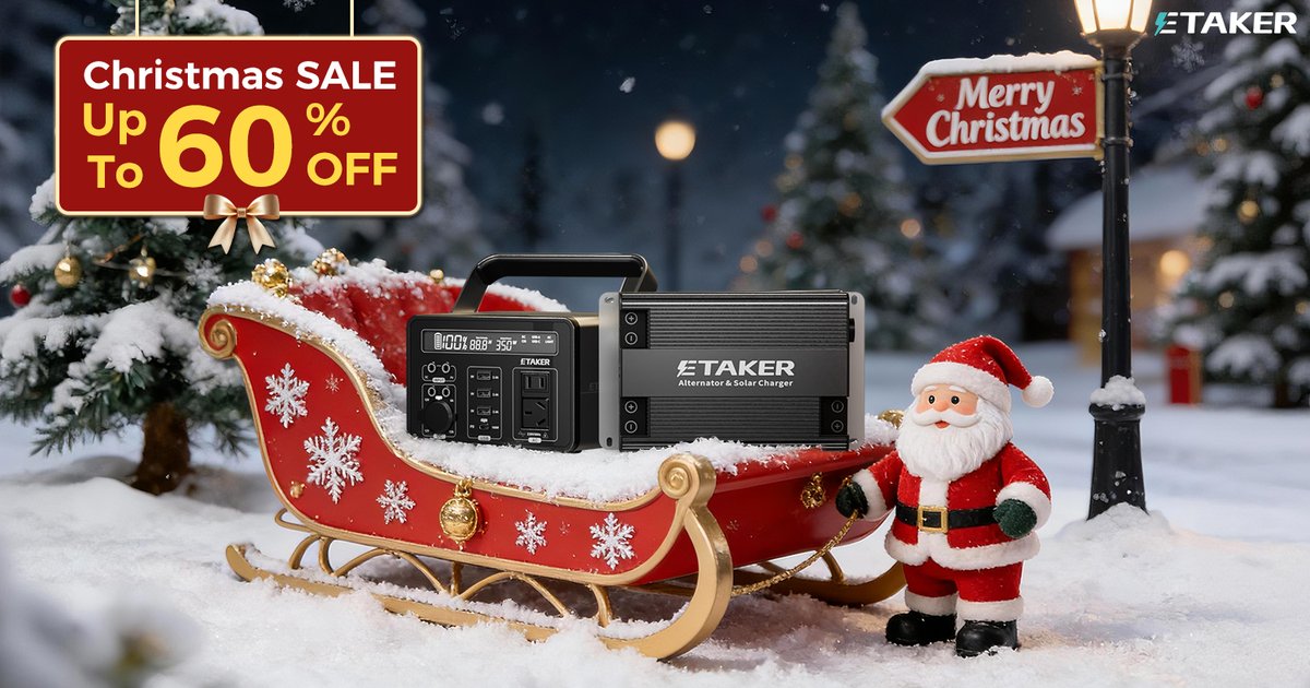 EtakerOfficial's tweet photo. 🎄✨ETAKER Christmas Sale is now live! 🔋🚗
Enjoy up to 60% OFF on portable power stations &amp; car chargers! 🎅🎁
Power your Christmas lights 💡 or keep your road trips charged 🛣️—stay powered all season long ⚡
Shop now and bring home the holiday energy ➡️
https://t.co/YlG2lpPEmb https://t.co/hPHGjs5Bi6
