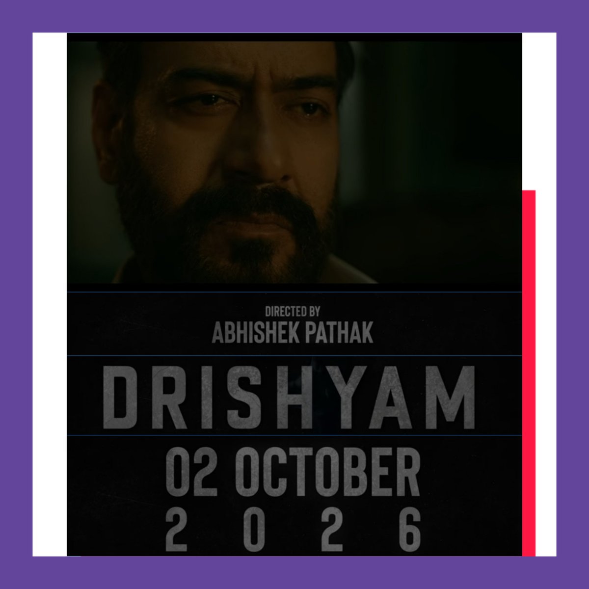 MICROSOFTDRIVE1's tweet photo. #Drishyam3 Date Announced 💥💥💥
Oct 2nd 2026 🗓���🗓️
Only in cinemas 📽️📽️
#AjayDevgn #starstudio #Panorama 
#abhishekpathak https://t.co/KAPzFpxoqV