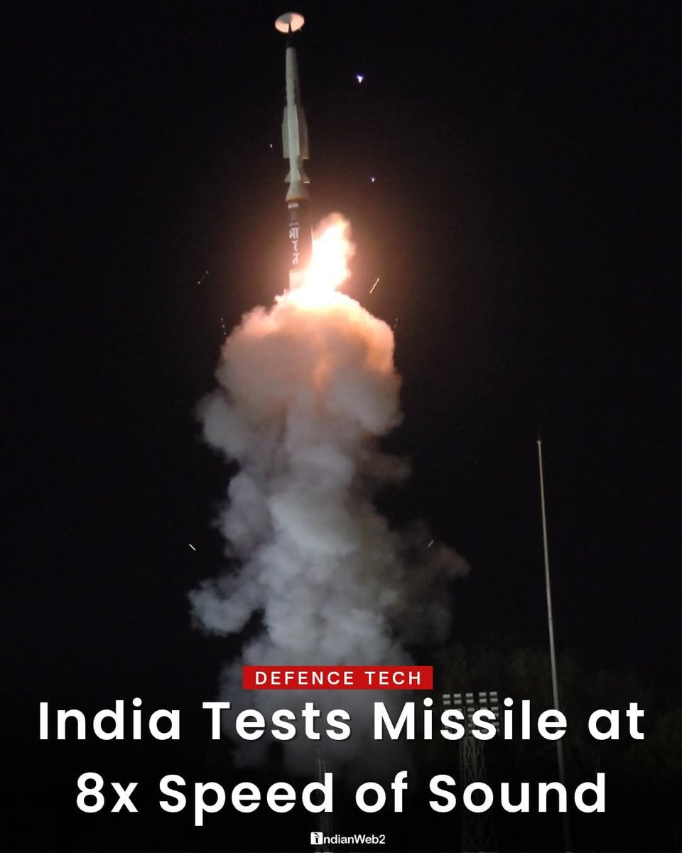 bvnbhargava's tweet photo. 🇮🇳 India has successfully tested a new hypersonic missile, the ET-LDHCM, which can fly at Mach 8 (eight times the speed of sound) and strike targets up to 1,500 km away.

#drdo #projectvishnu https://t.co/lWsWPc25dS https://t.co/g8zS5ERNMi