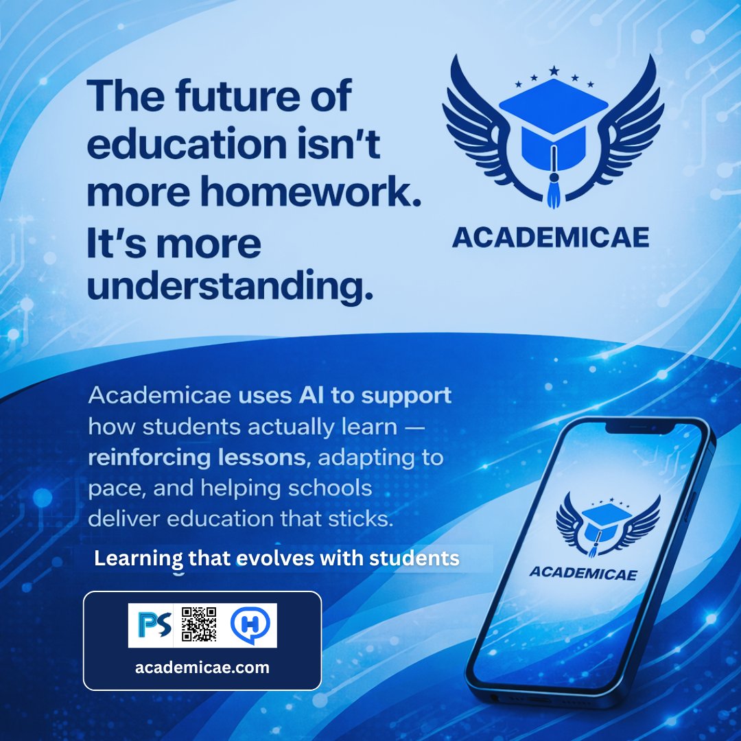 Academicae1's tweet photo. Less homework. More understanding. The future of learning is here.
Visit Now: https://t.co/4YTvffCxyb
.
.
.
.
.
.
#academicae #educationforall #Education #AIinEducation #easylearning #teacher #teachersupport #ArtificialIntelligence #AIStudyTools #digitaleducation https://t.co/zi9PmXidIZ