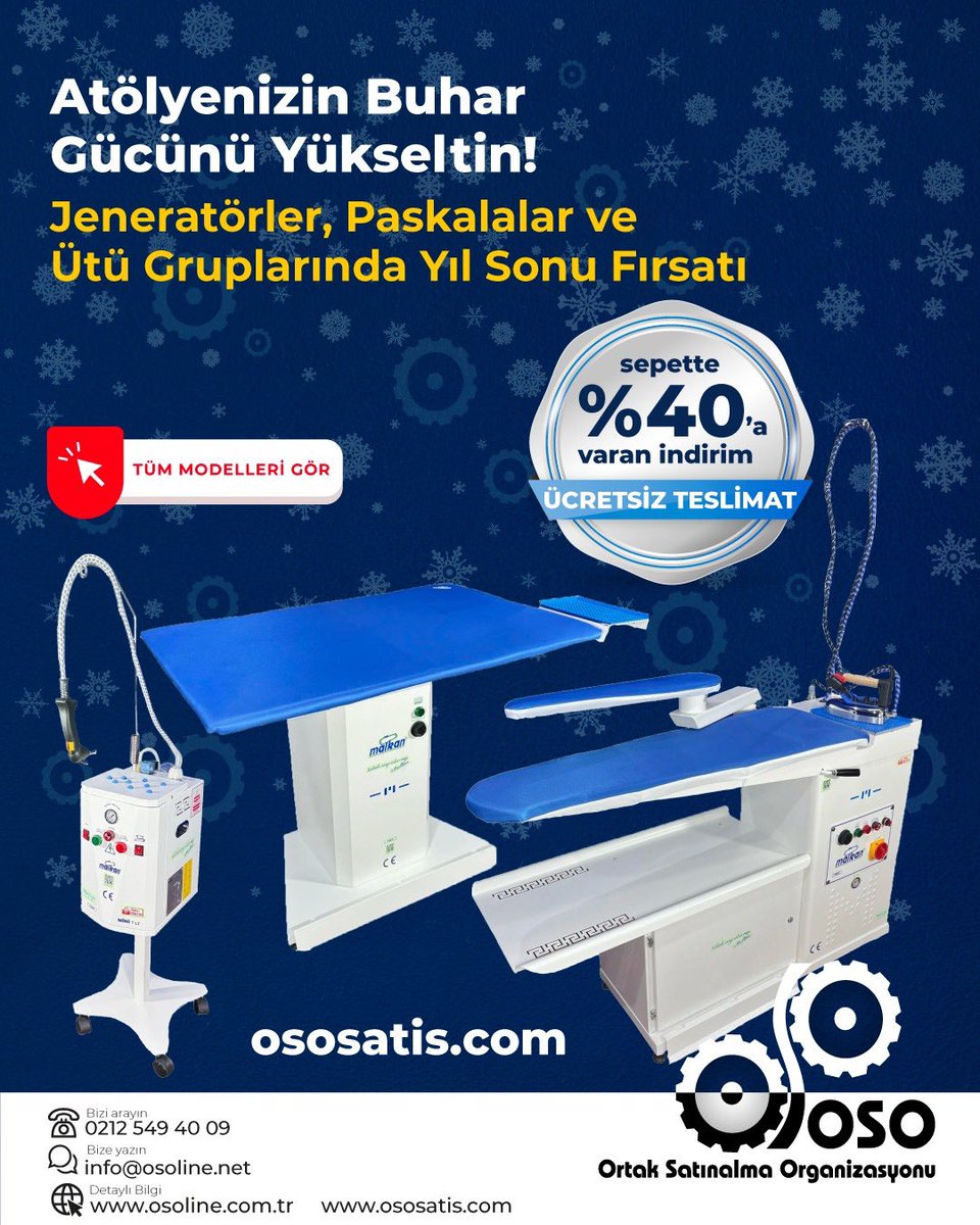 Tekstil Üretiminde "Profesyonel Bitiş" İçin Tam Donanım! 
Kaliteli bir dikimin imzası, kusursuz ütüleme ile atılır.
ososatis.com/tekstil-ve-der…
 #TekstilMakineleri #BuharJeneratörü #Konfeksiyon #AtölyeKurulumu #OSOSatış #ÜtüSistemleri #YılSonuKampanyası