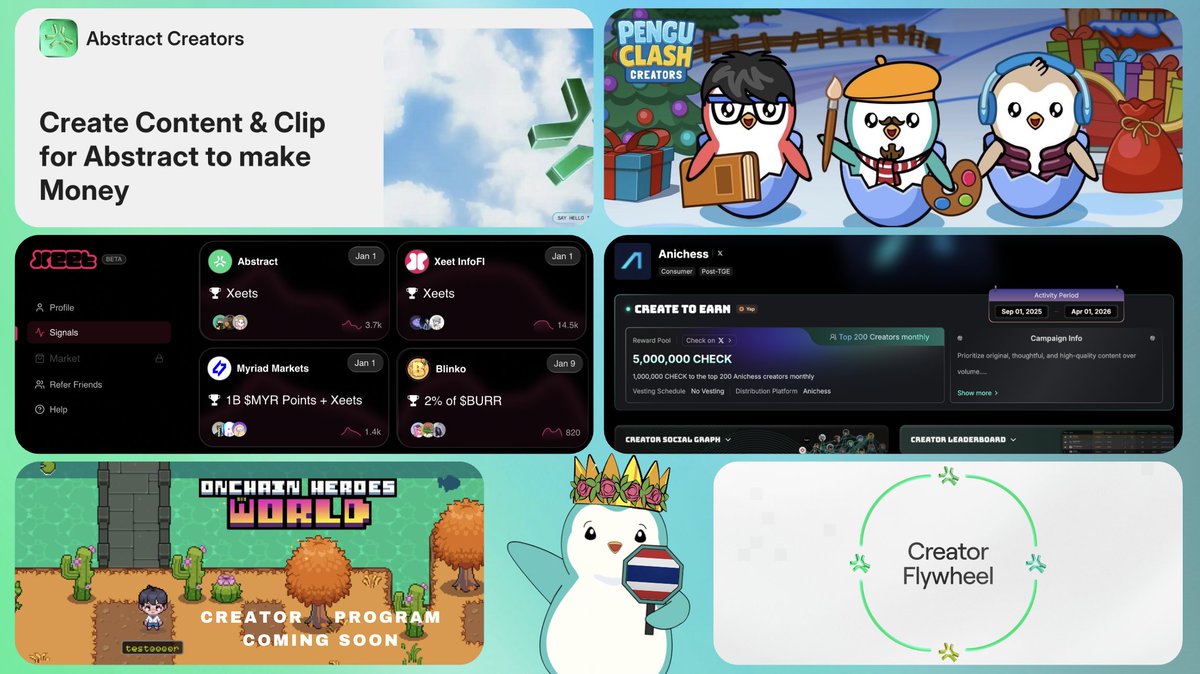 sillybilly's tweet image. ช่วงตลาดซึม ทุกคนอาจกำลังหาโอกาส เลยขอแชร์ โอกาสฝั่ง @AbstractChain ecosystem สำหรับ creators กัน!

&amp;gt; สาย clipping สร้างรายได้ $5 ในทุก ๆ 1k views โดยเน้นเนื้อหาที่เกี่ยวกับ Abstract บน X, ตต, หรือ อจ 

&amp;gt; สาย infofi (Xeet &amp;amp; Kaito) รวม 5 โปรเจกต์ เช่น Myriad (Prediction Market),…