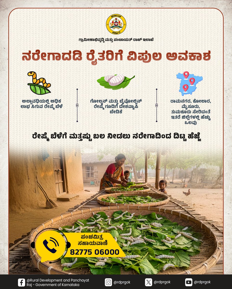 rdprgok's tweet photo. ನರೇಗಾ ಯೋಜನೆಯಡಿ ಗ್ರಾಮೀಣ ರೈತರಿಗೆ ವಿಪುಲ ಅವಕಾಶ

ಗ್ರಾಮೀಣ ರೈತರ ಜೀವನೋಪಾಯ ಸುಧಾರಿಸಲು, ಕೃಷಿಗೆ ಪೂರಕವಾಗಿ ಹೈನುಗಾರಿಕೆ, ರೇಷ್ಮೆ ಸಾಕಣೆ ಹಾಗೂ ತೋಟಗಾರಿಕಾ ಬೆಳೆ ವಿಸ್ತರಣೆ ಮಾಡಲು ದಿಟ್ಟ ಹೆಜ್ಜೆ ಇಡಲಾಗಿದೆ.

ರೈತರ ಬದುಕಿನಲ್ಲಿ ಆರ್ಥಿಕ ಬದಲಾವಣೆಗೆ ನಾಂದಿ.

#RDPR #ruraldevelopment #MGNREGA #nregaworks #farmer https://t.co/4WZfxSZoCY